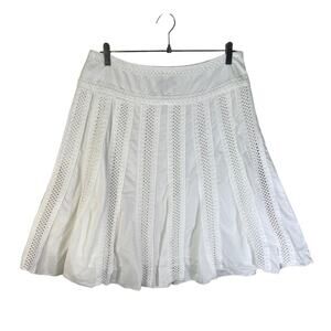New York & Company Women's Crochet A Line Skirt White Size 10 Euro Summer Boho
